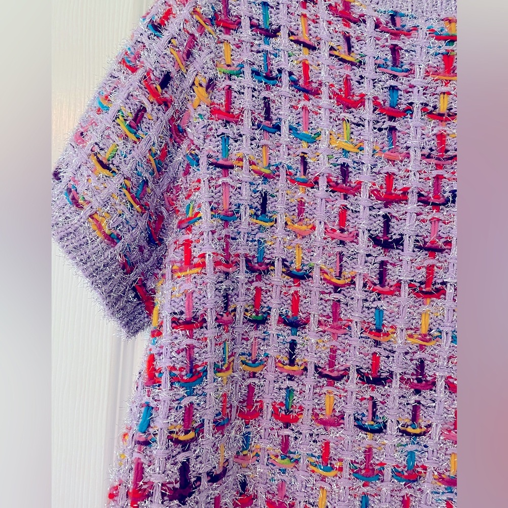 Nwot Very J Checked Patterned Tinsel Sweater Lave… - image 4